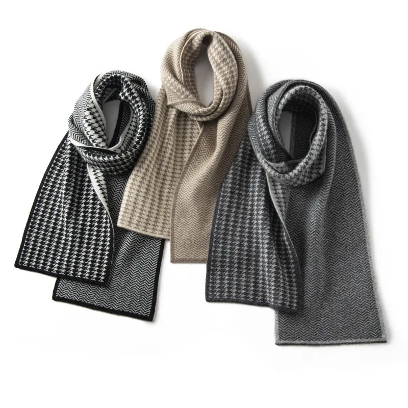 100% Cashmere Scarf Women and Men Grid Cashmere Shawls Winter Thick Pashmina Scarf