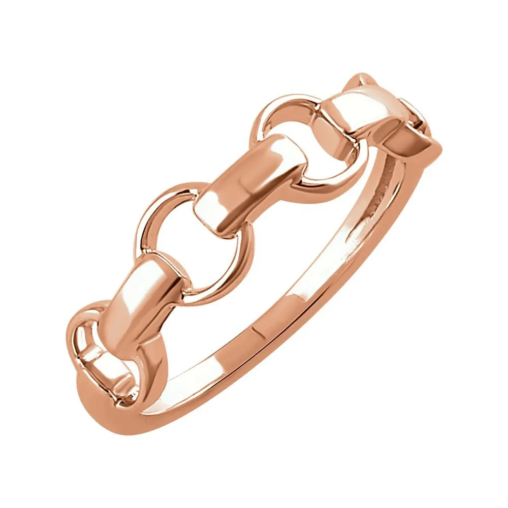 14k Rose Gold Chain Link Ring , Size 7