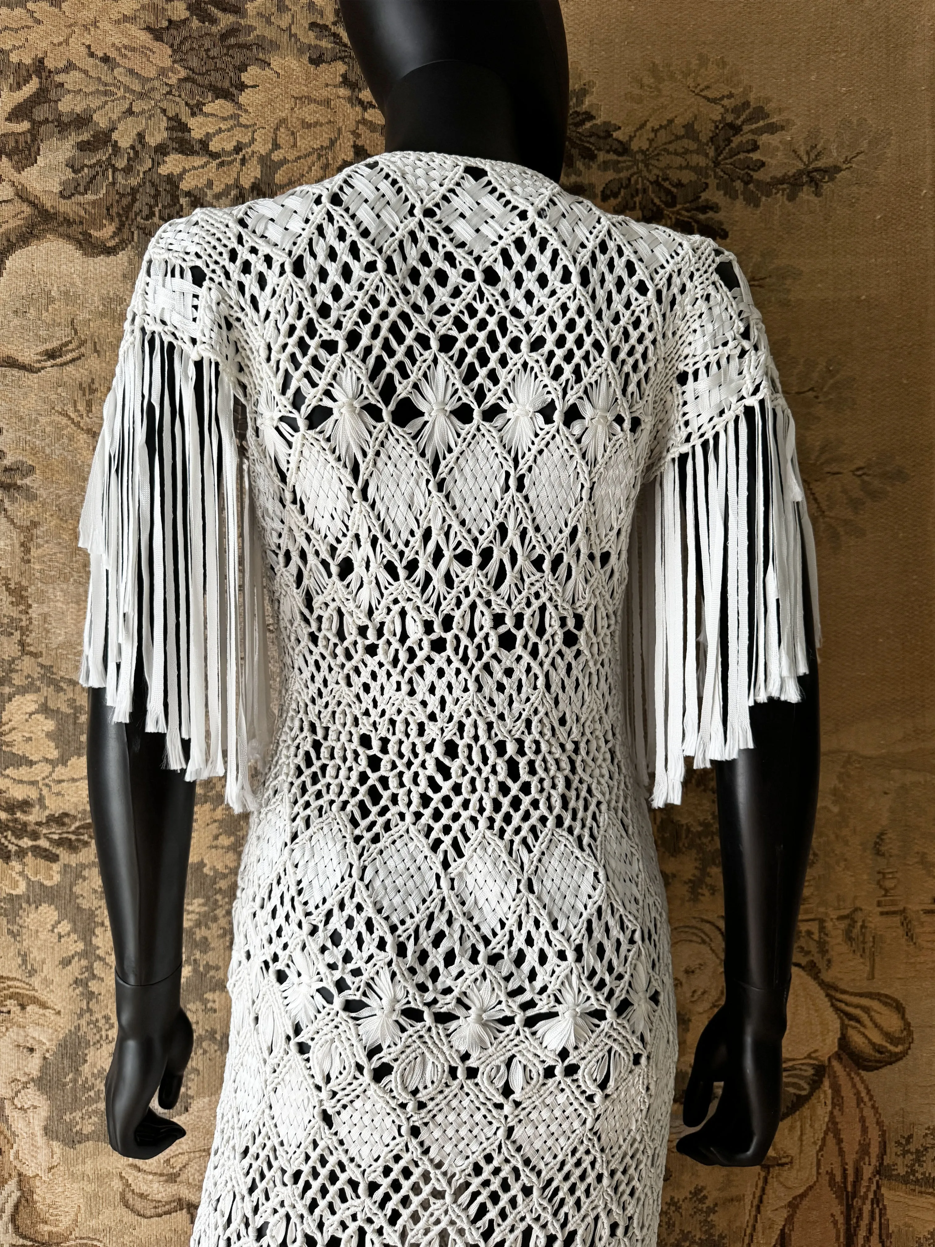 1970s Handmade Macrame Maxi Dress