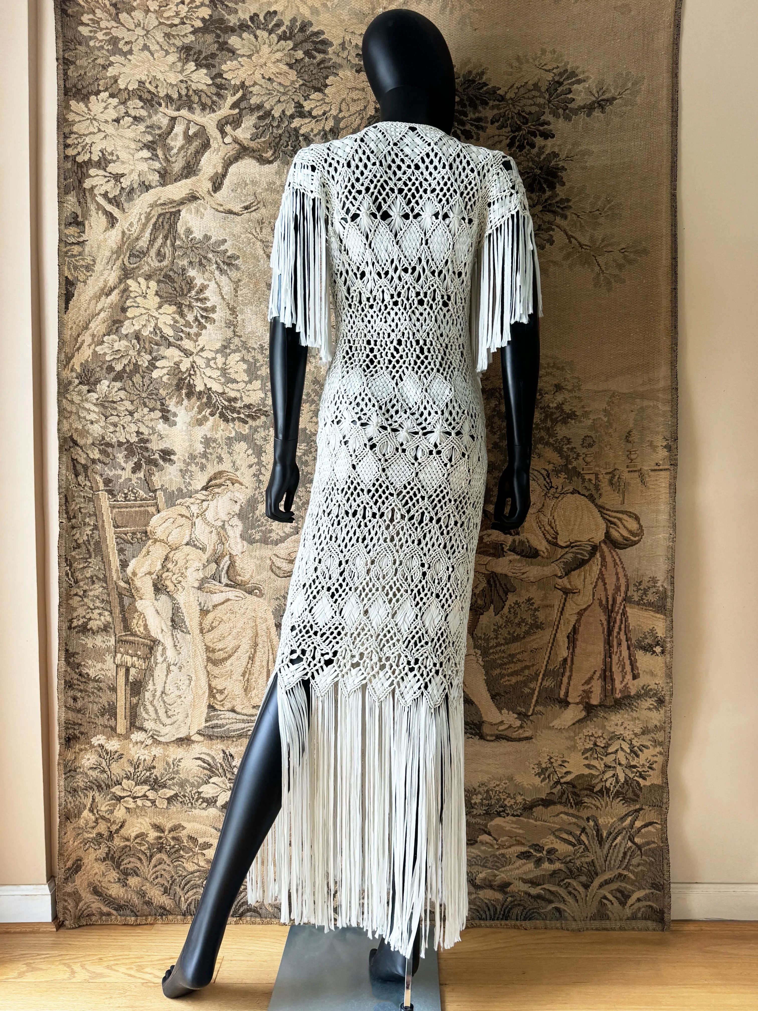 1970s Handmade Macrame Maxi Dress