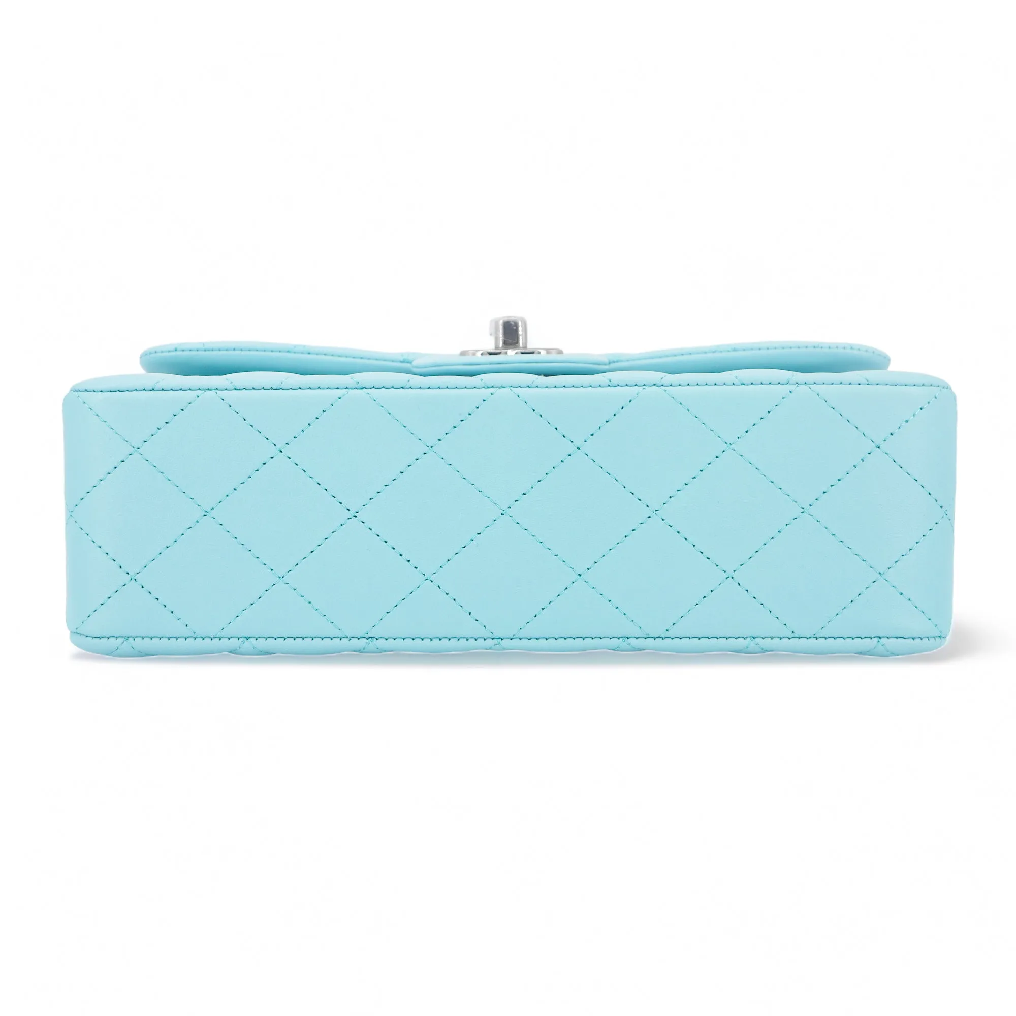 19C Tiffany Blue Lambskin Small Classic Double Flap Bag