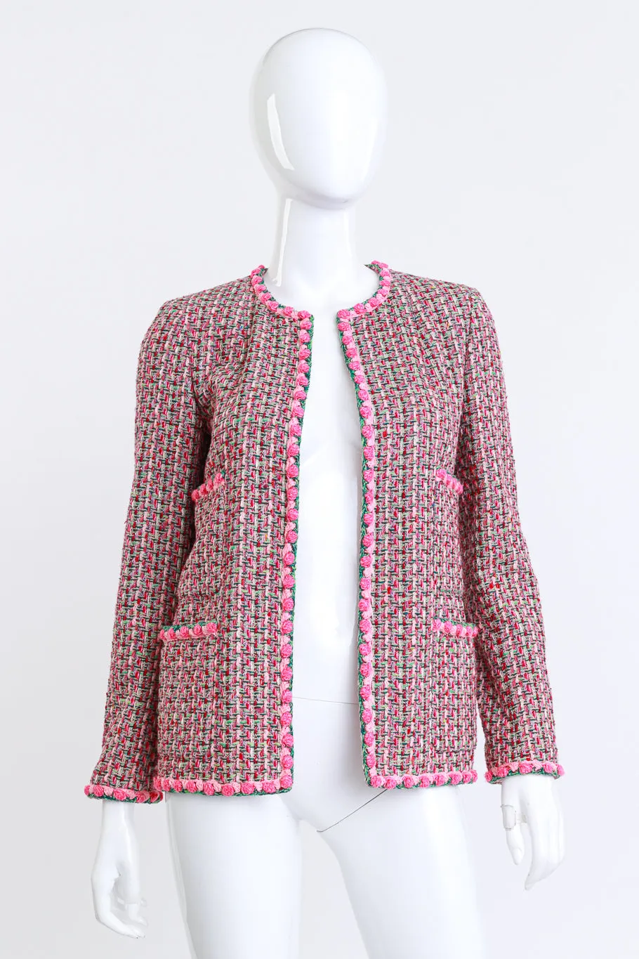 2002P Rosette Bouclé Collarless Jacket