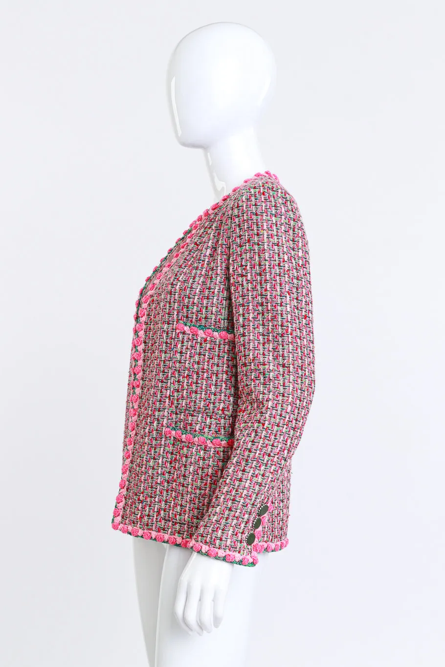 2002P Rosette Bouclé Collarless Jacket