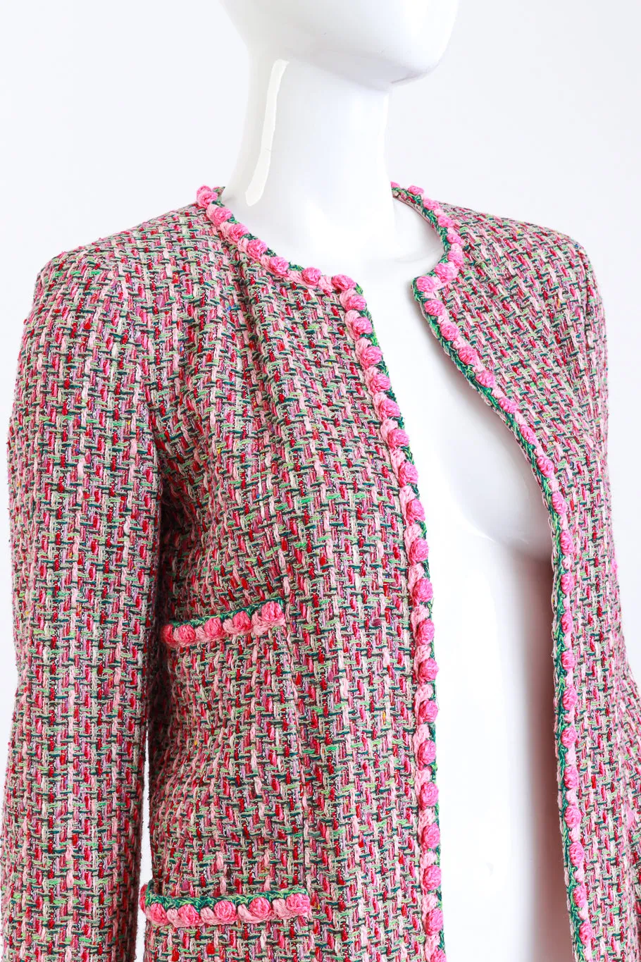 2002P Rosette Bouclé Collarless Jacket