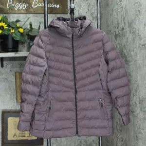32 Degrees Womens Quilted Heat Puffer Hooded Jacket Coat Purple 2XL