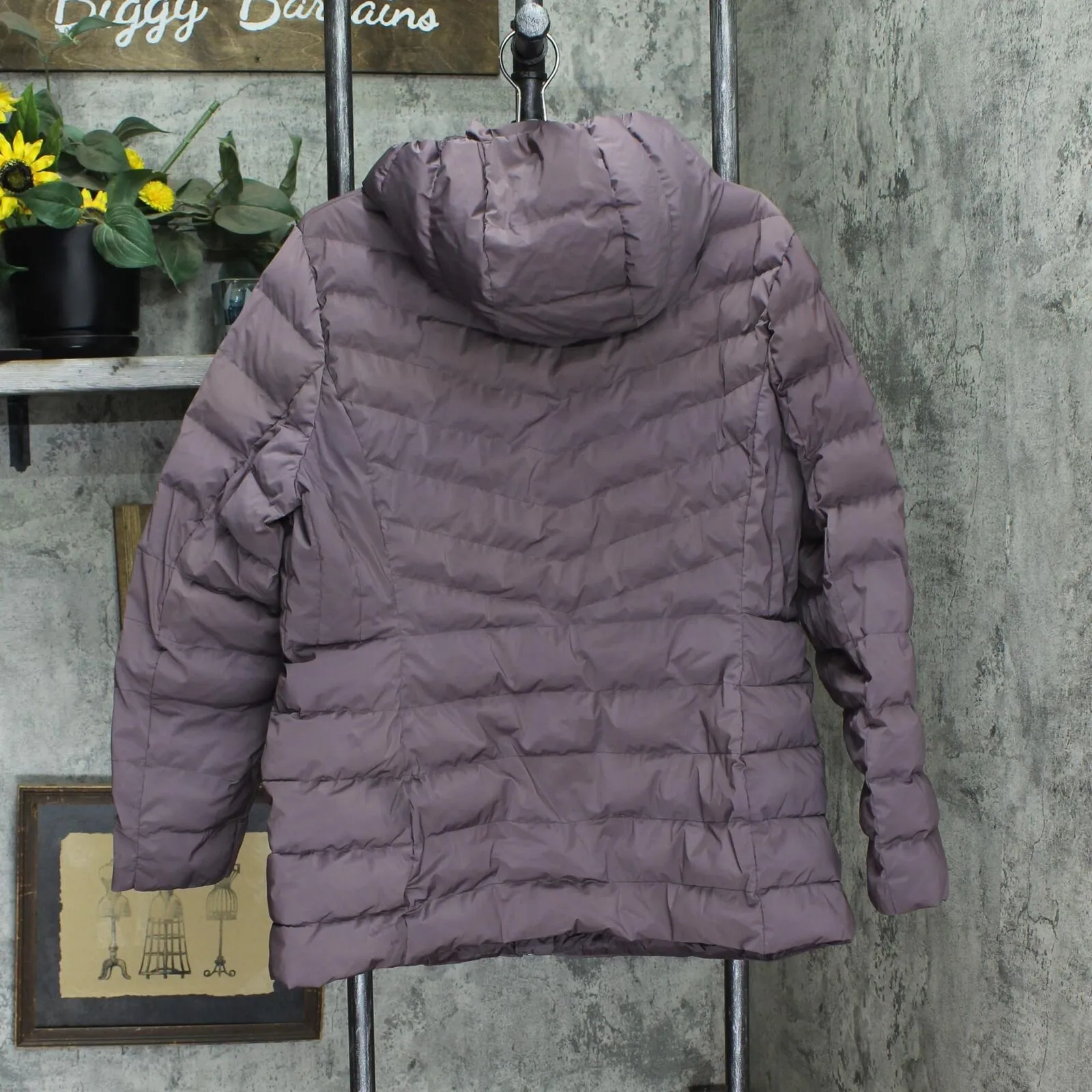 32 Degrees Womens Quilted Heat Puffer Hooded Jacket Coat Purple 2XL
