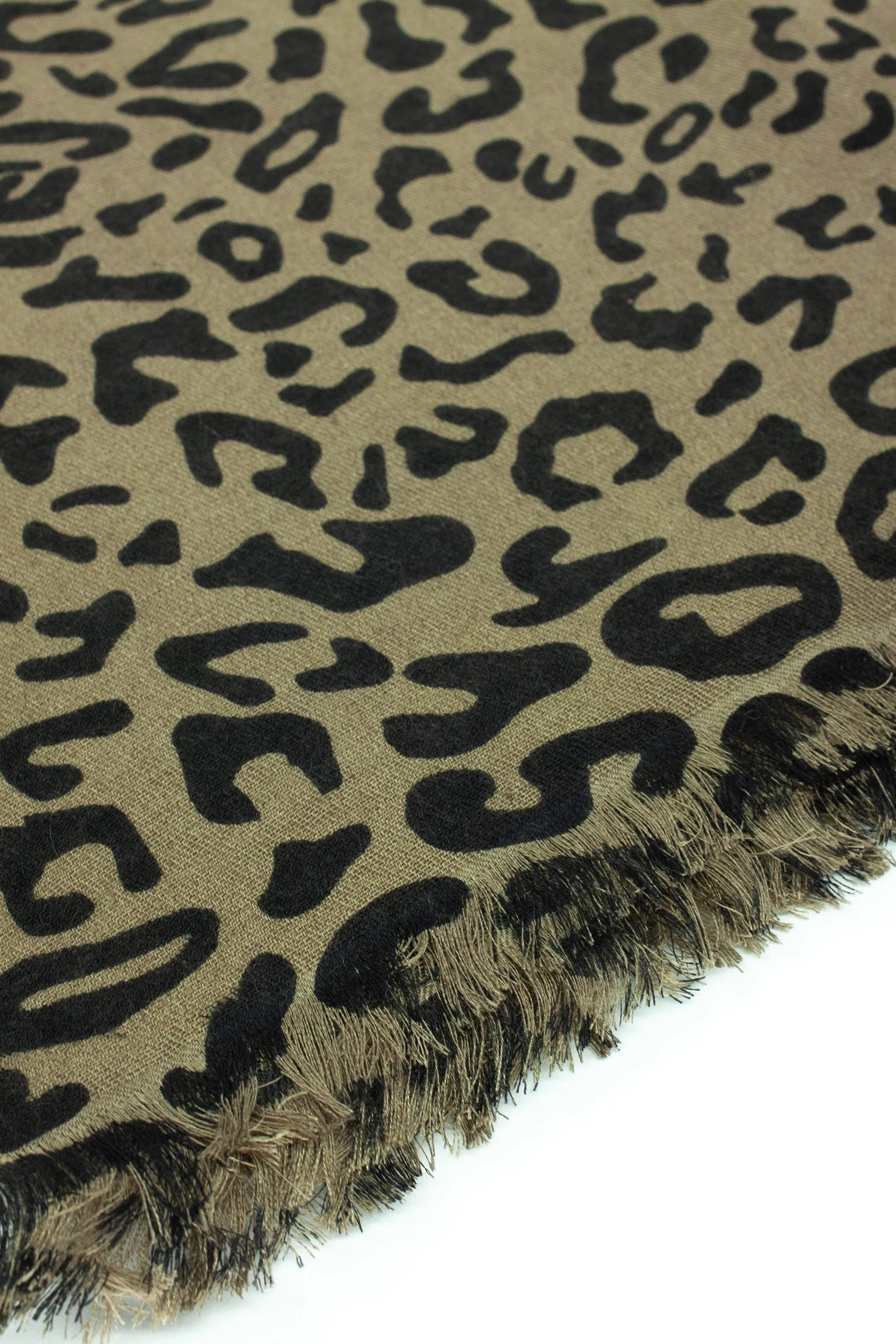70% Cashmere & 30% Silk Leopard Print Hand Crafted Long Winter Scarf Women