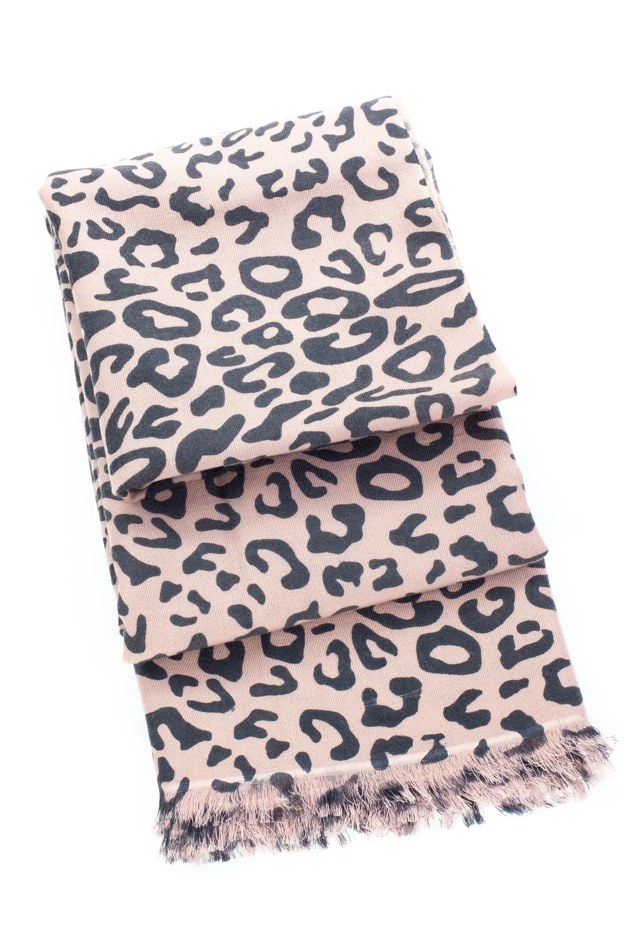 70% Cashmere & 30% Silk Leopard Print Hand Crafted Long Winter Scarf Women