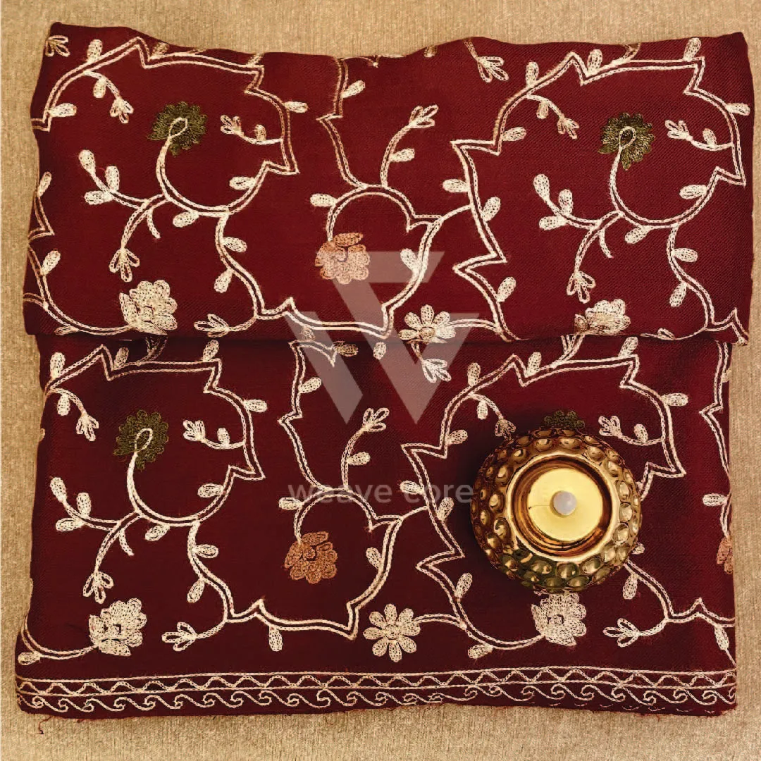 Aari Silk Jaal Shawl - Maroon Red