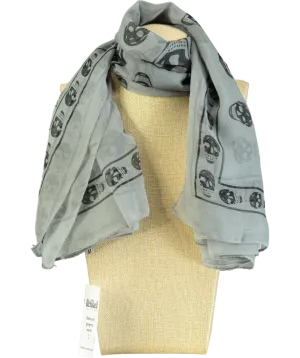Alexander McQueen Grey Square Silk Chiffon Skull Scarf One Size