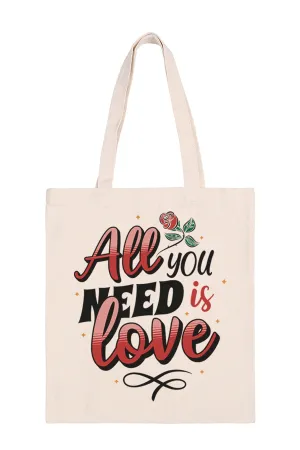 ALL YOU NEED IS LOVE PRINT MINIMALIST FASHION TOTE BAG
