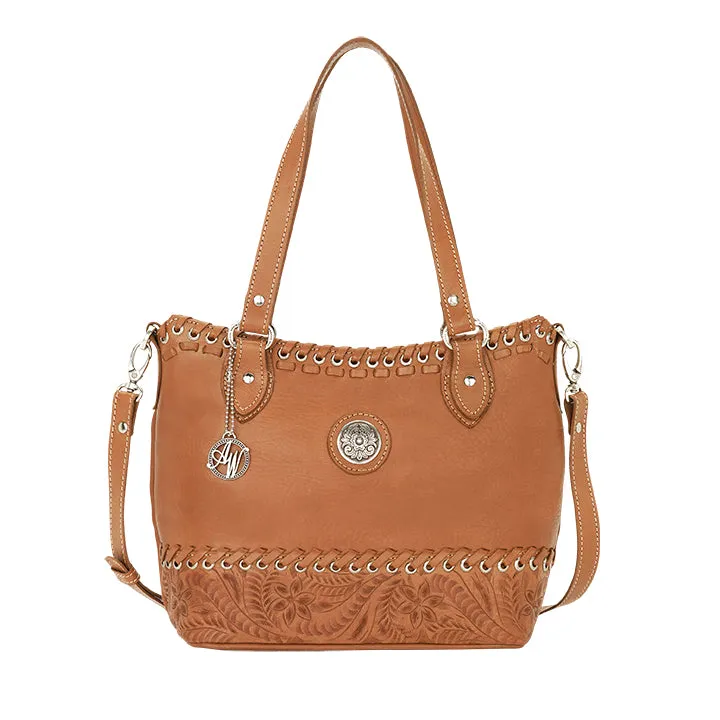 American West Handbag Harvest Moon Collection: Zip Top Convertible Bucket Tote