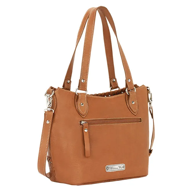 American West Handbag Harvest Moon Collection: Zip Top Convertible Bucket Tote