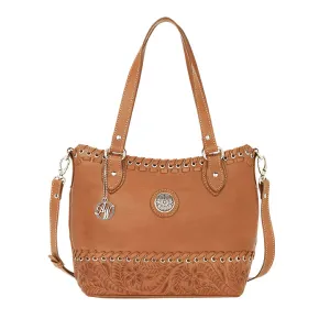 American West Handbag Harvest Moon Collection: Zip Top Convertible Bucket Tote