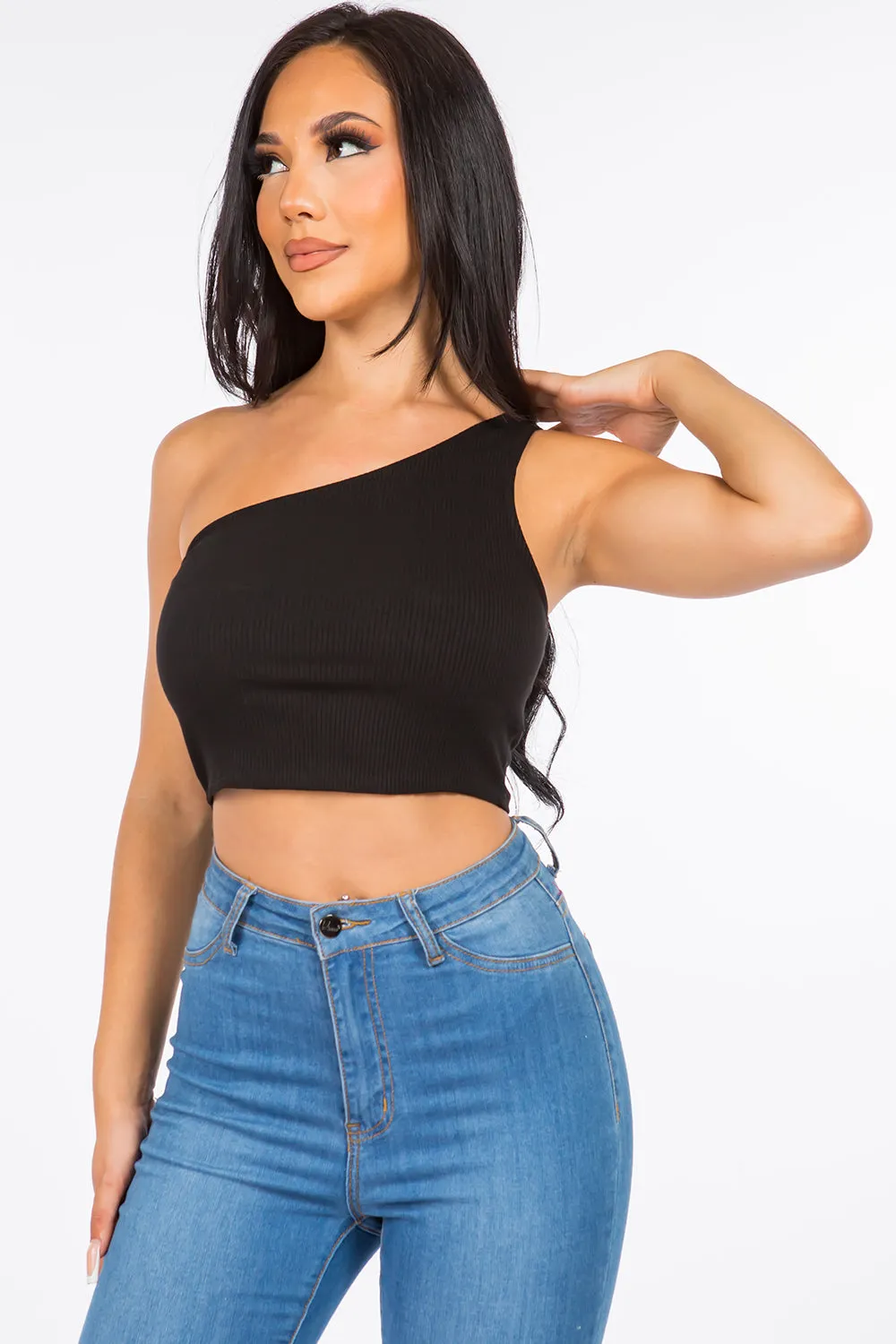 Angelina One-Shoulder Crop Top