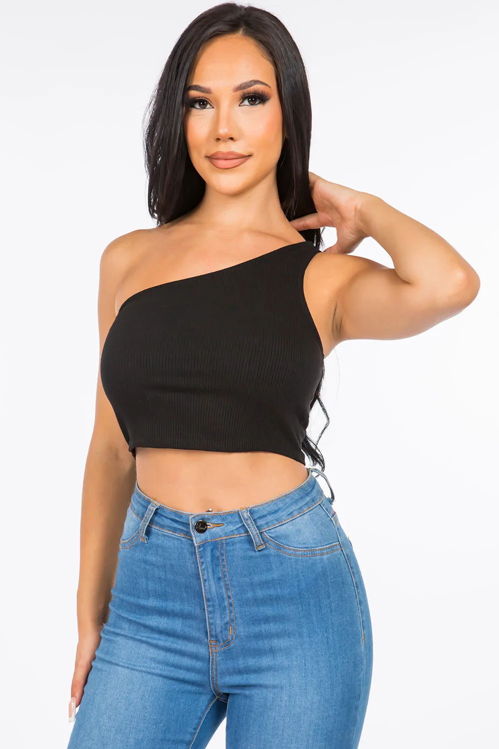 Angelina One-Shoulder Crop Top