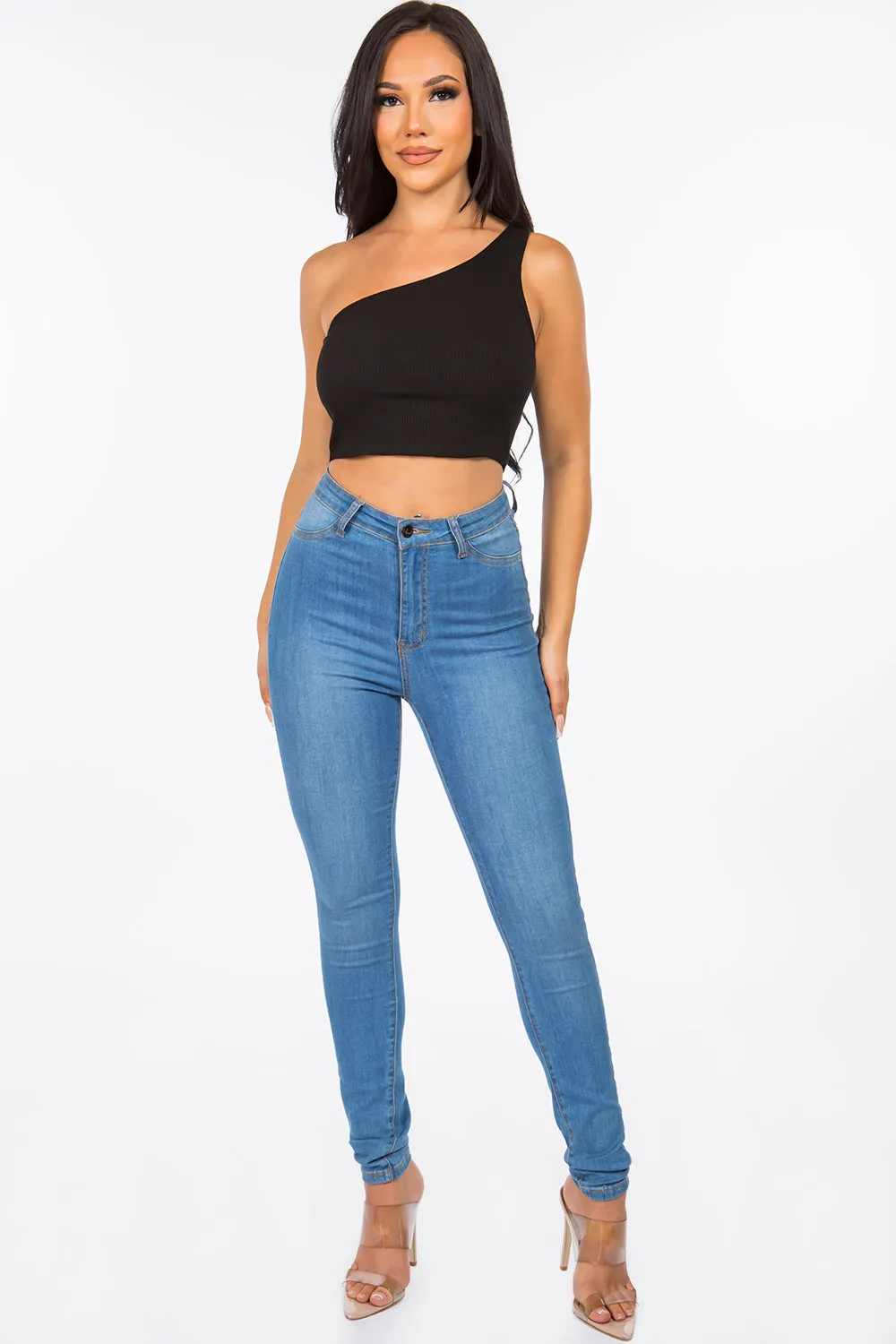 Angelina One-Shoulder Crop Top