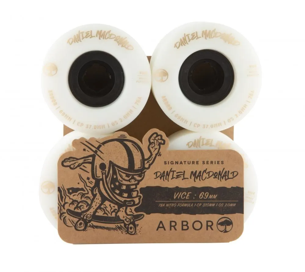 Arbor Signature Skateboard Wheels Vice Daniel MacDonald 78a - White