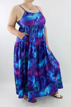 Aurora Sky - Strappy Maxi Dress - Pockets