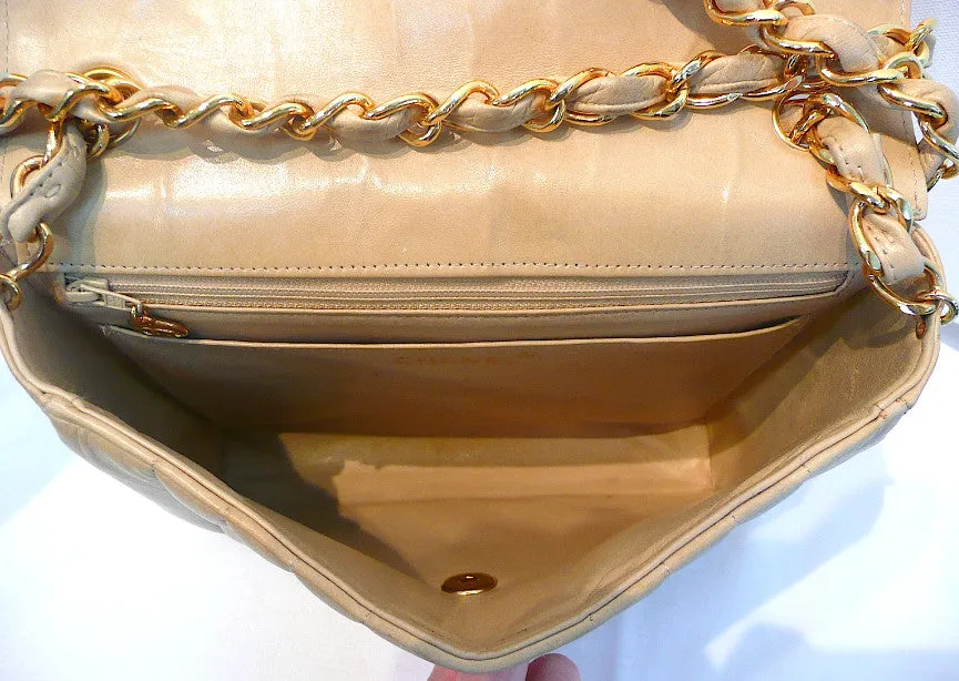 Authentic Chanel Vintage Tan 2.55 Flapover
