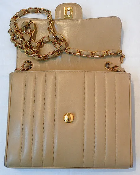 Authentic Chanel Vintage Tan 2.55 Flapover