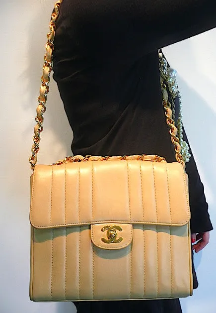 Authentic Chanel Vintage Tan 2.55 Flapover