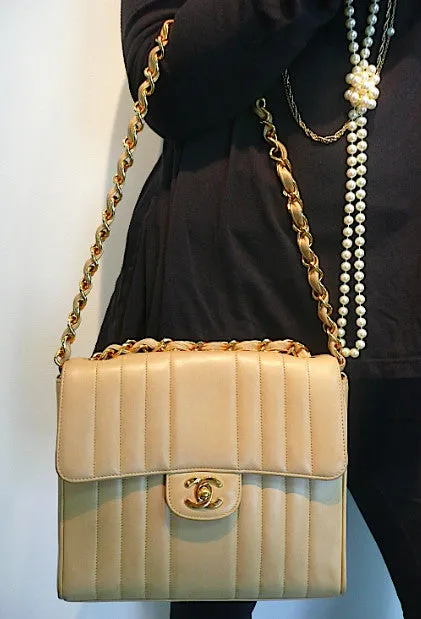 Authentic Chanel Vintage Tan 2.55 Flapover