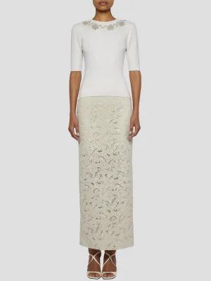 Back Slit Maxi Pencil Skirt in Ivory