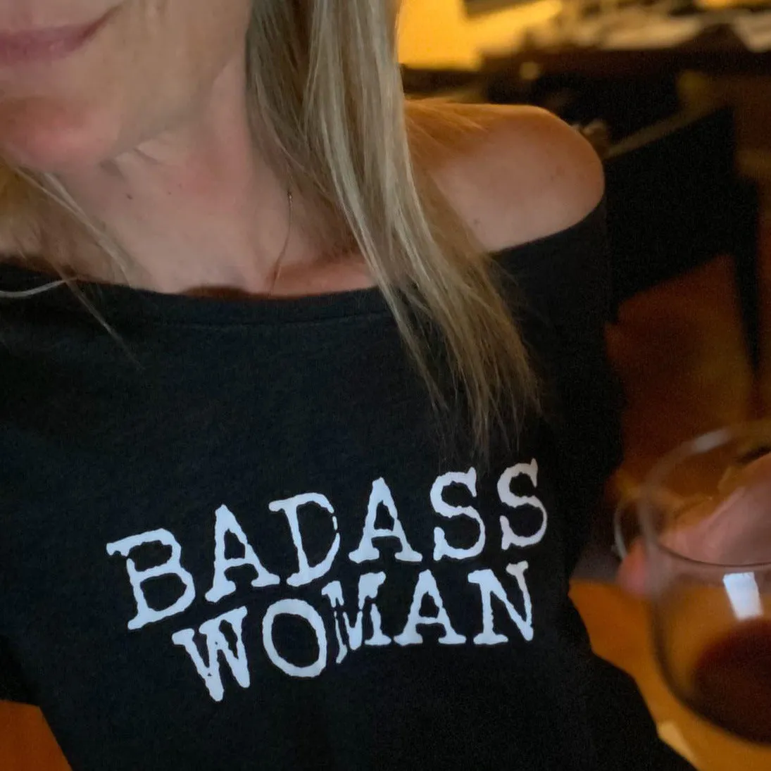 Badass Woman, Typewriter Font - Off the Shoulder