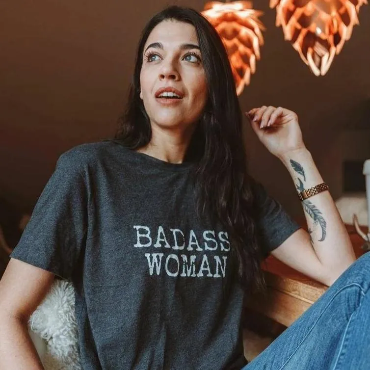 Badass Woman, Typewriter Font - Off the Shoulder