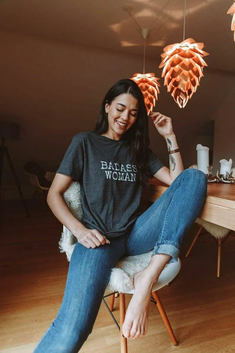 Badass Woman, Typewriter Font - Off the Shoulder
