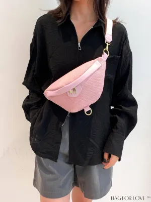 BagForLove - Pink Corduroy Medium Zipper Minimalist Fanny Pack