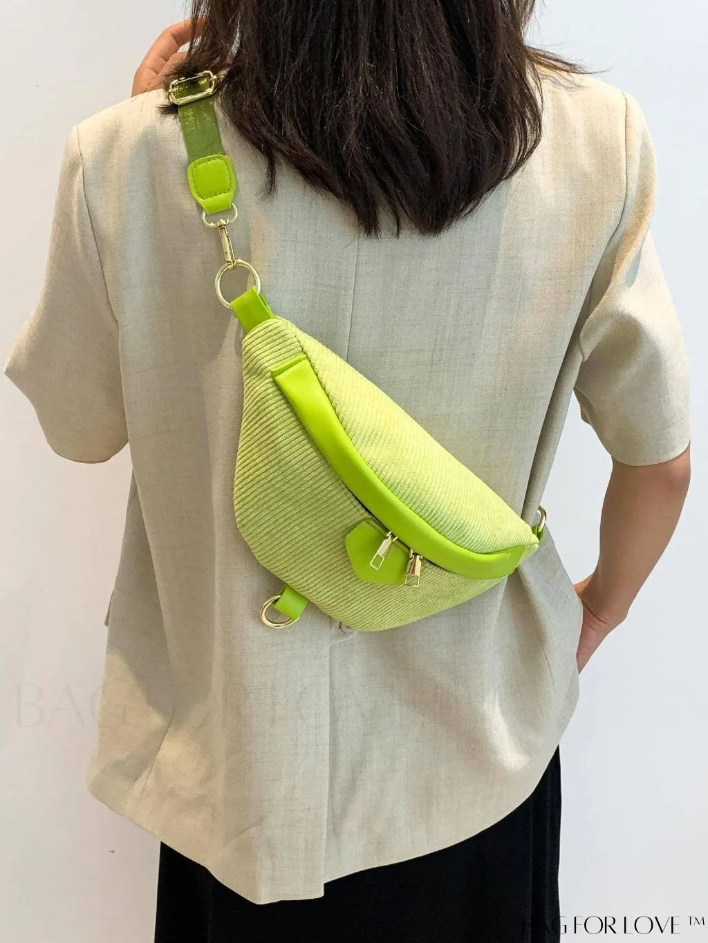 BagForLove - Pink Corduroy Medium Zipper Minimalist Fanny Pack