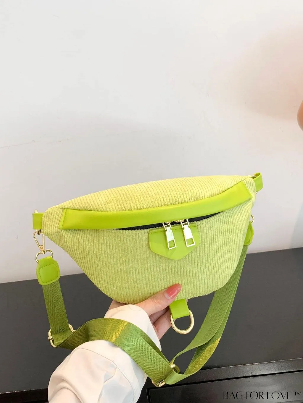 BagForLove - Pink Corduroy Medium Zipper Minimalist Fanny Pack