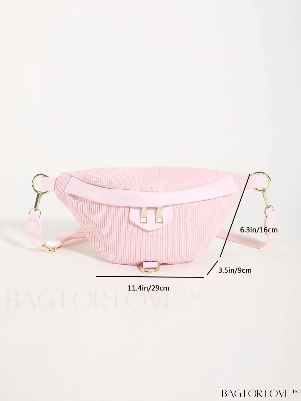 BagForLove - Pink Corduroy Medium Zipper Minimalist Fanny Pack