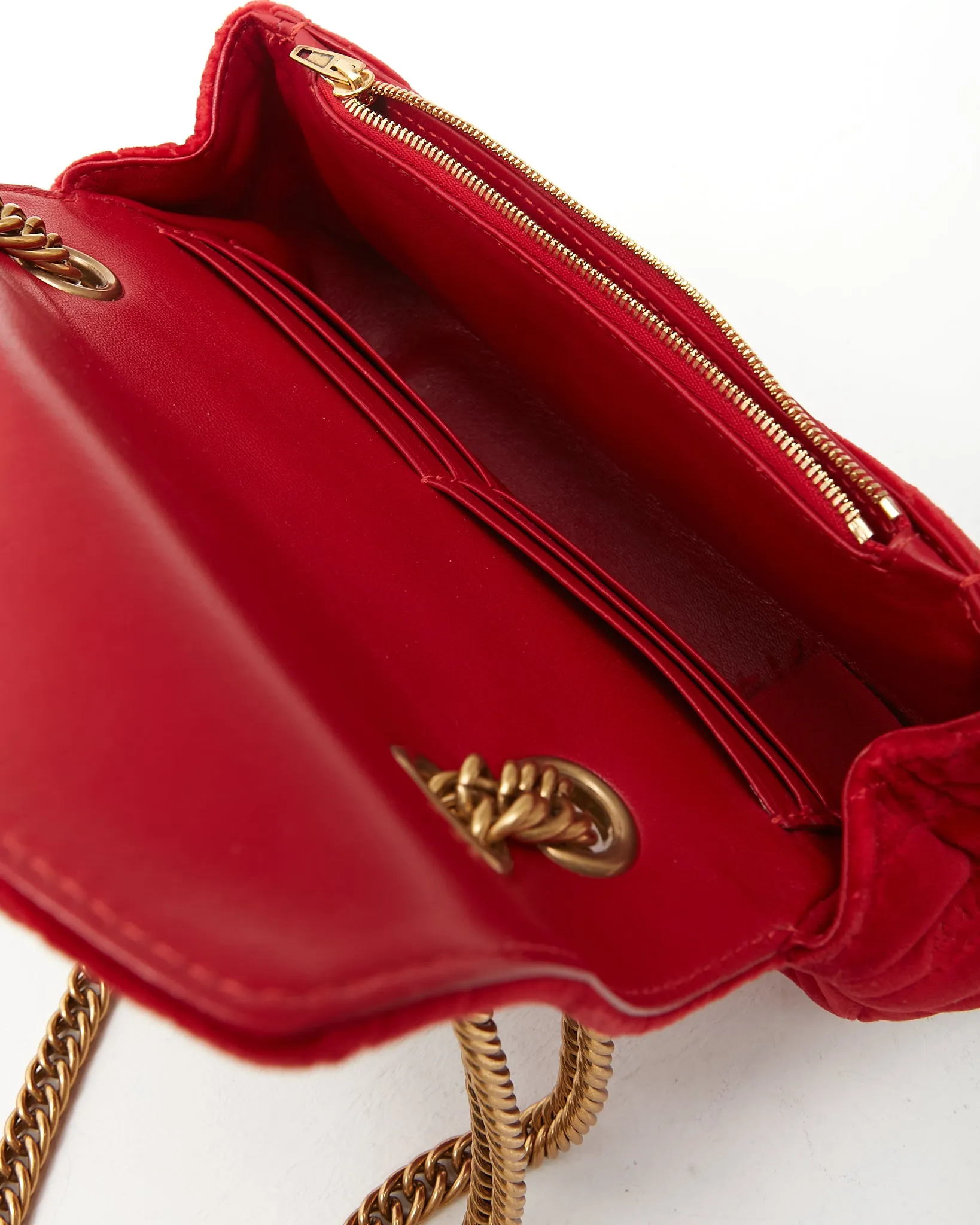 Balenciaga Red Velvet Quilted Logo BB Small Chain Crossbody