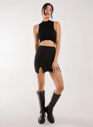 Bandage Double Split Mini Skirt