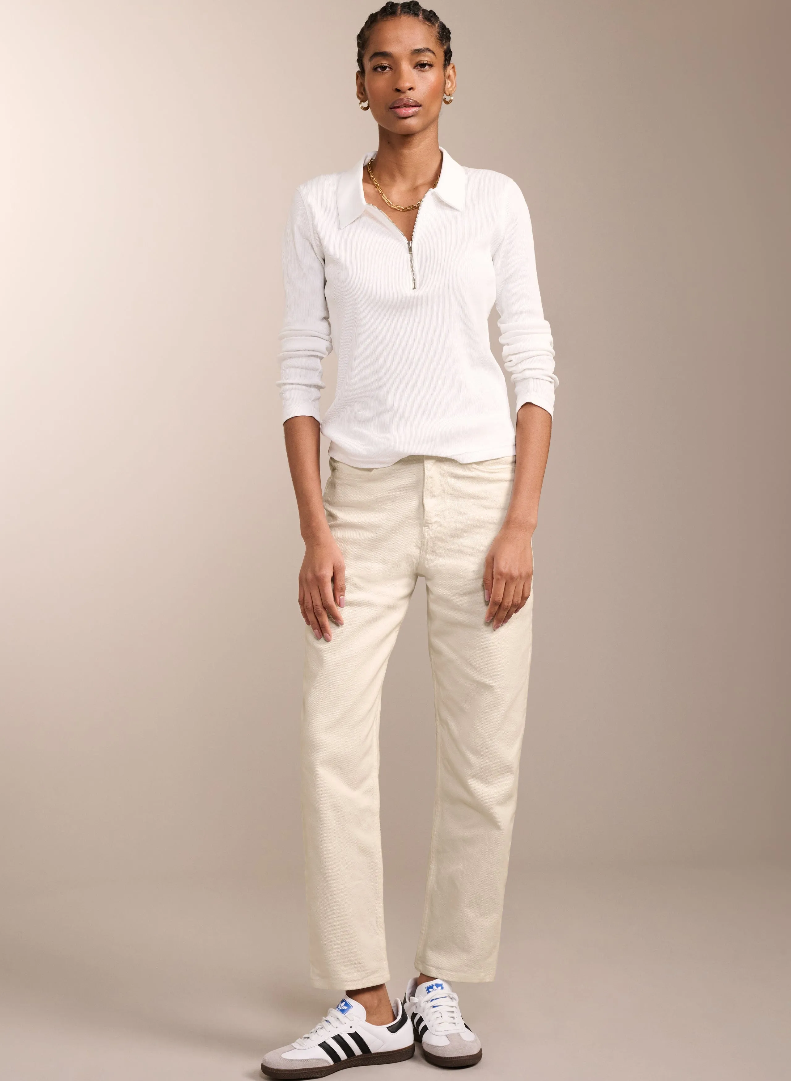 Baukjen Organic Denim Crop Straight Leg Jeans | Ecru