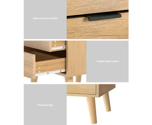 Bedside Table Drawers Nightstand Side End Table Storage Cabinet Pine MAJD