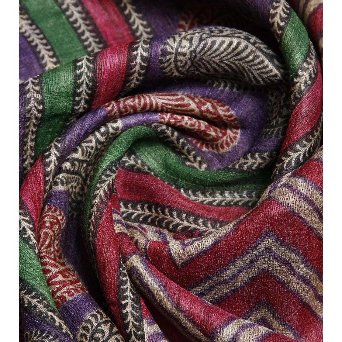 Beige, Pink & Purple Tussar Silk Dupatta