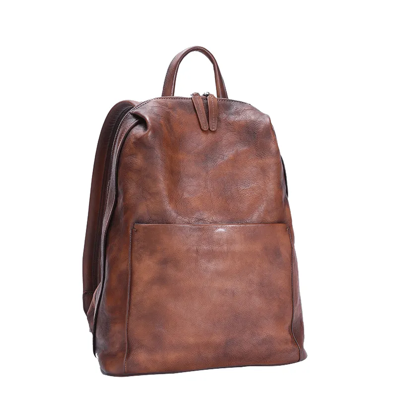 Best Minimalist Black Gray Leather Rucksack Bag Womens Vintage School Backpacks Leather Backpack Purse