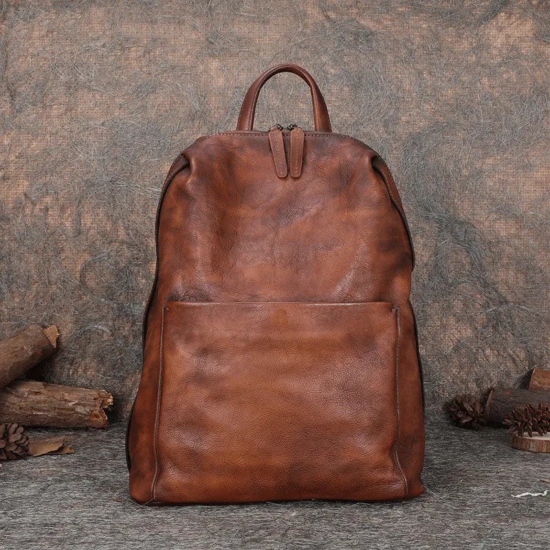 Best Minimalist Black Gray Leather Rucksack Bag Womens Vintage School Backpacks Leather Backpack Purse