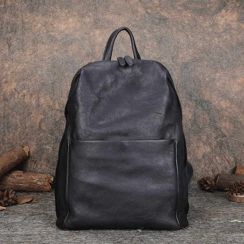 Best Minimalist Coffee Leather Rucksack Bag Womens Vintage School Backpacks Leather Backpack Purse