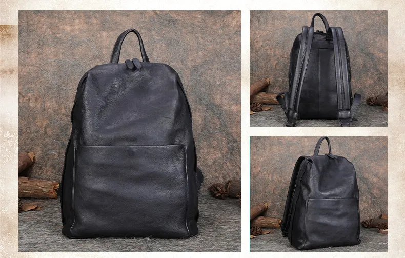 Best Minimalist Coffee Leather Rucksack Bag Womens Vintage School Backpacks Leather Backpack Purse