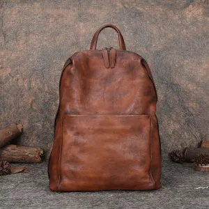 Best Minimalist Coffee Leather Rucksack Bag Womens Vintage School Backpacks Leather Backpack Purse