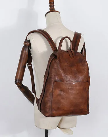 Best Minimalist Coffee Leather Rucksack Bag Womens Vintage School Backpacks Leather Backpack Purse