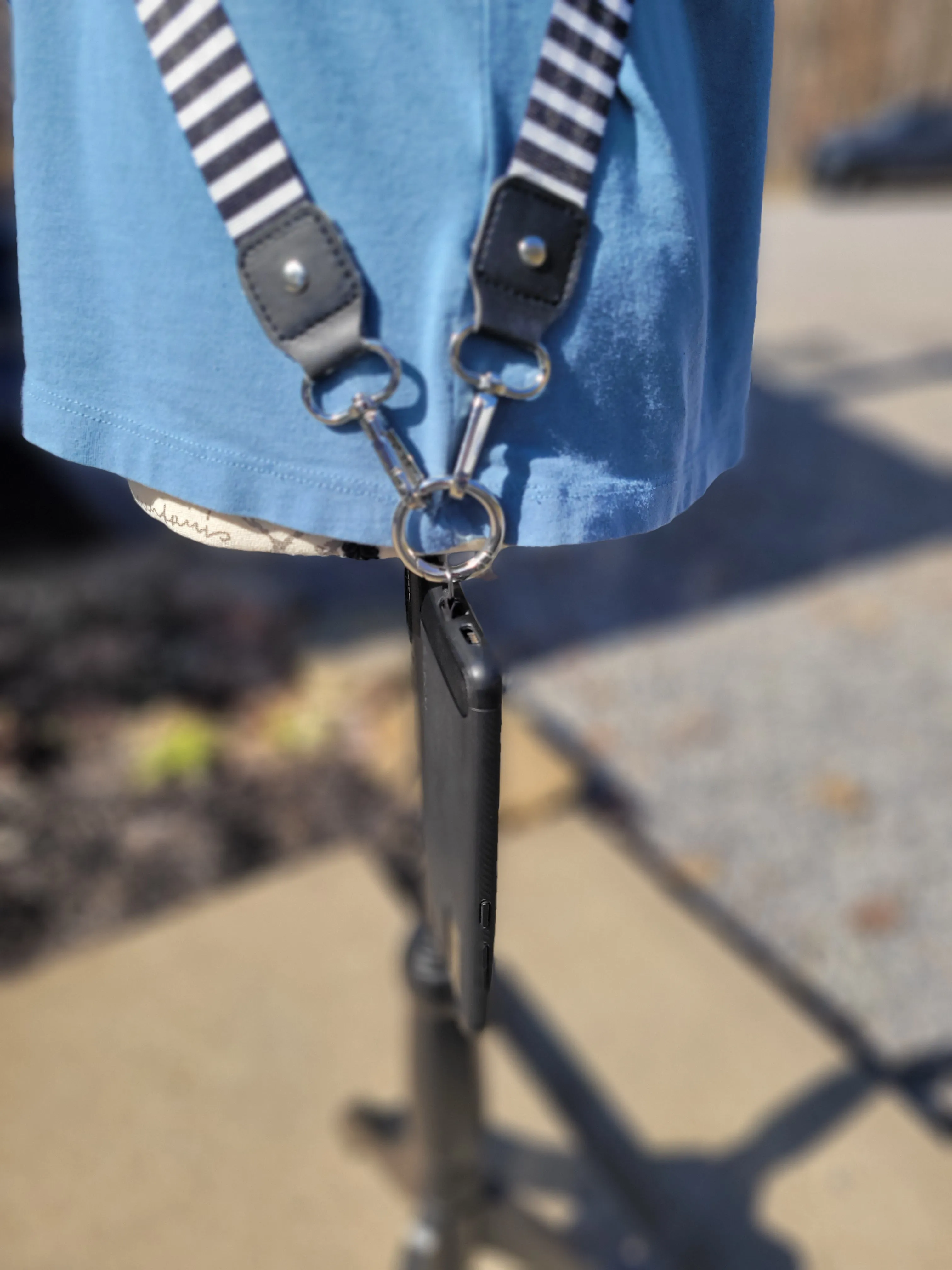 Black & White Stripped Phone Sling