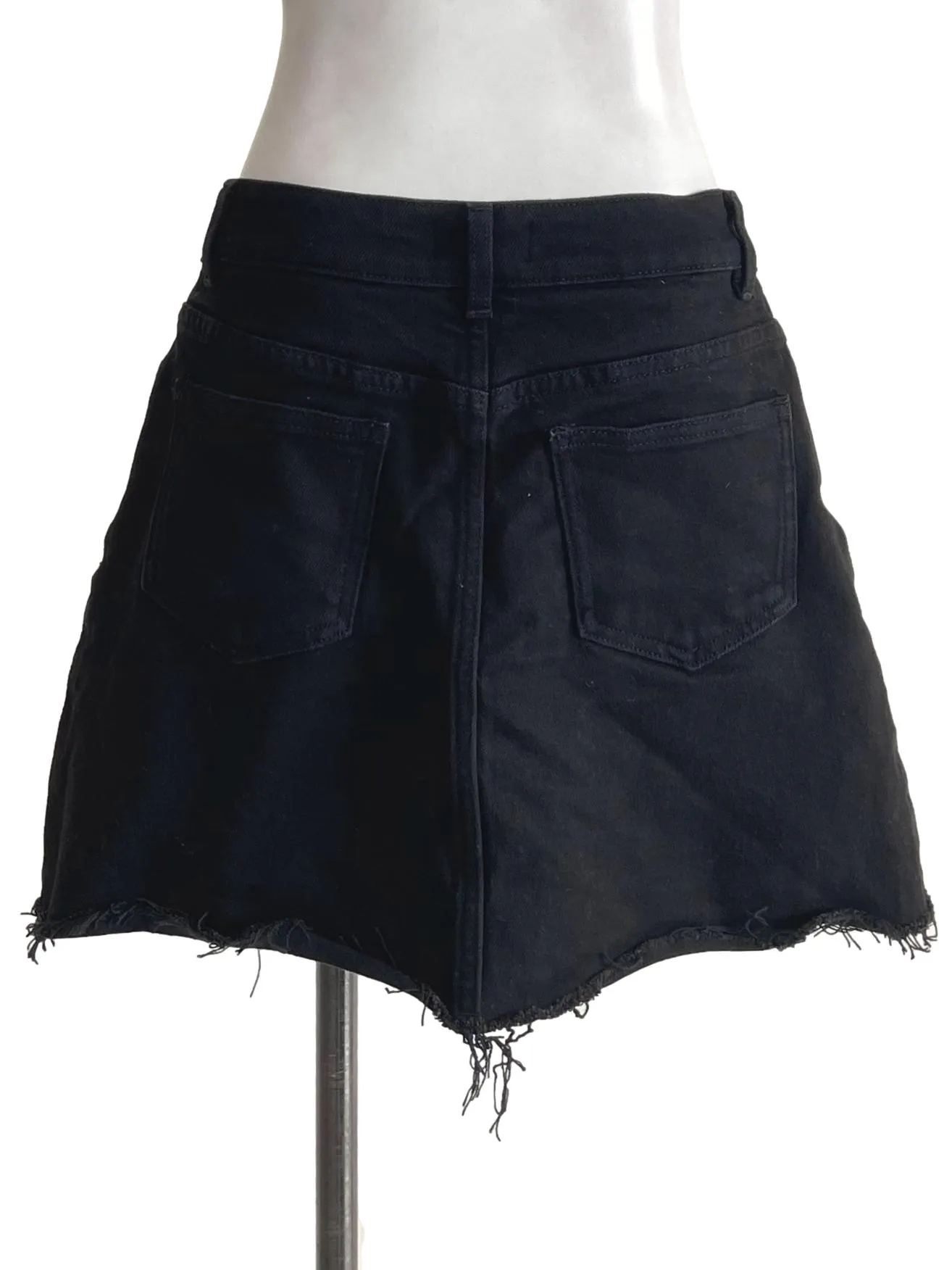 Black Distressed Jean Mini Skirt
