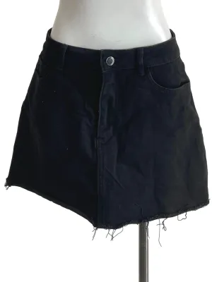 Black Distressed Jean Mini Skirt