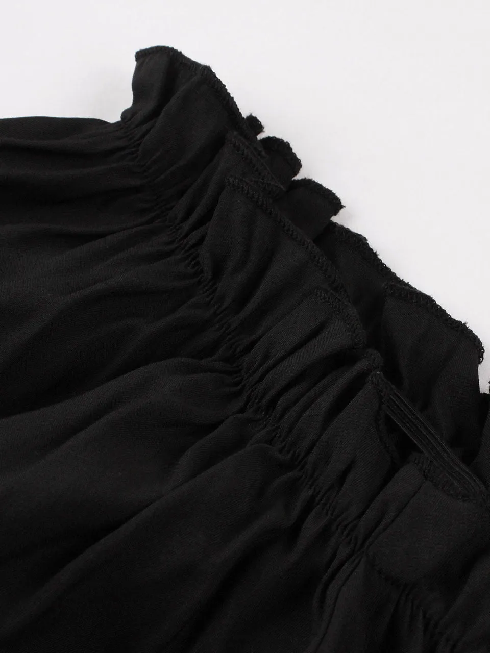 Black Ruffles Off Shoulder 1950S Vintage Swing Dress